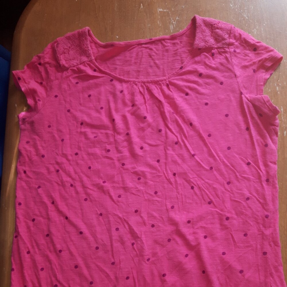 Pink polka dot lace t-shirt
